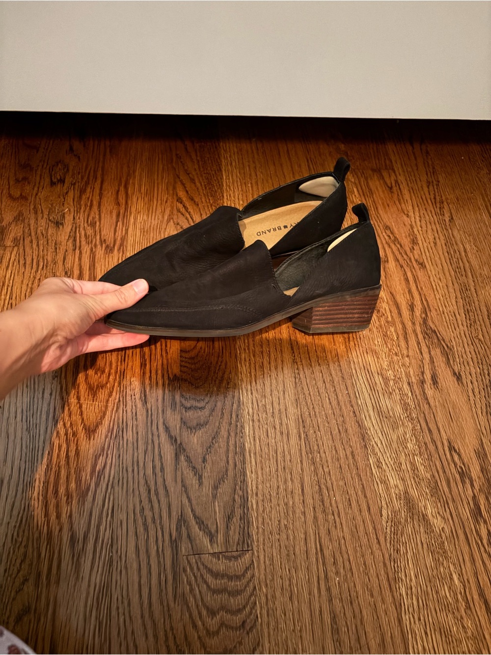 Lucky Brand Black Suede Slip-On Mules with Stacked Heel